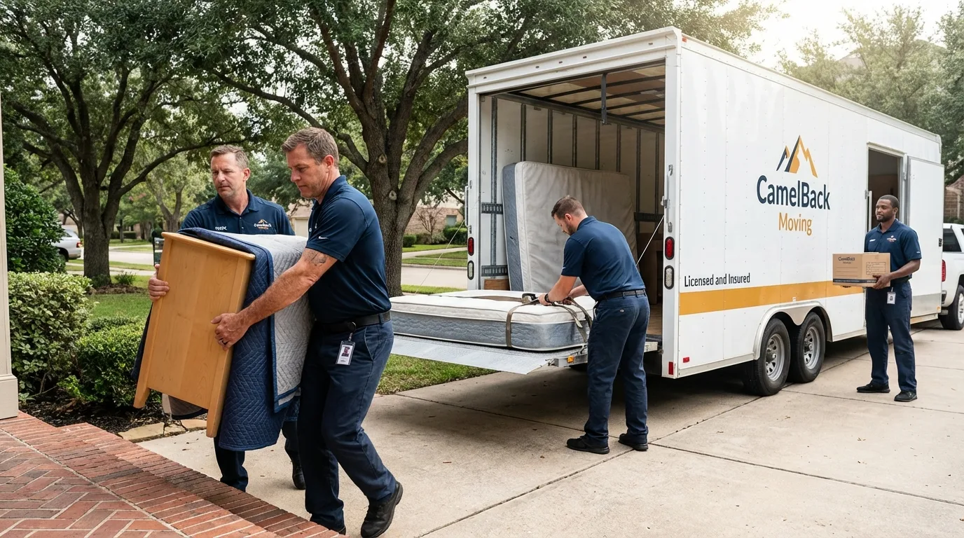 Crew loading residential truck for cross-state move from Tiptonville, TN