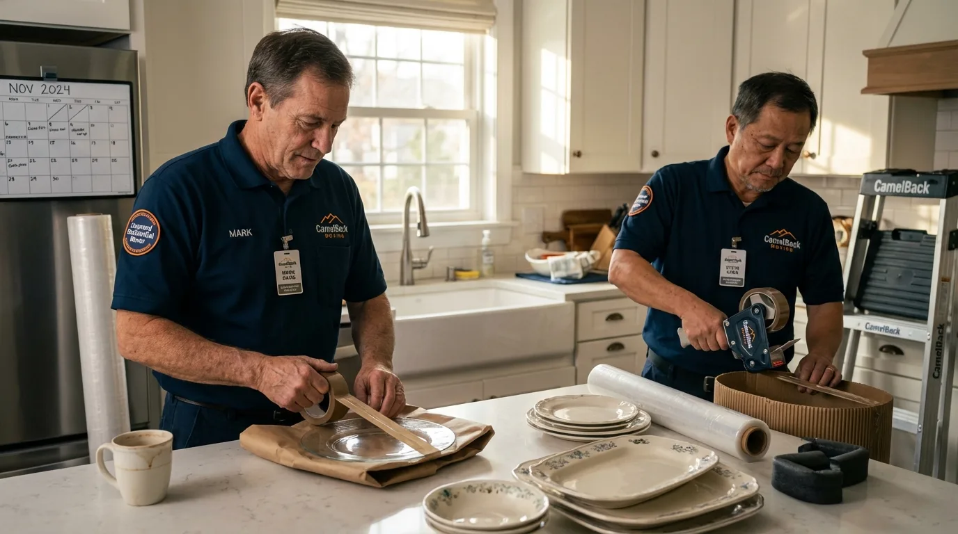 Professional crew packing kitchen dishware in Tiptonville, TN